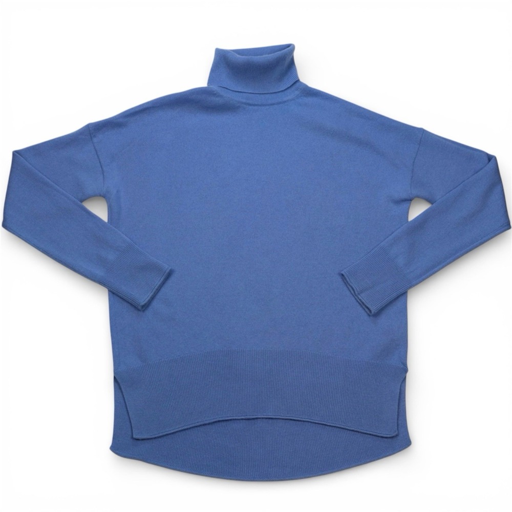 Theory Karenia Cashmere Turtleneck Sweater Women's XS Blue Lightweight Pullover